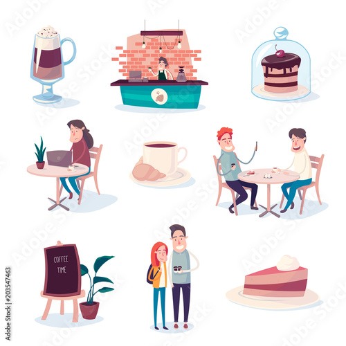 Coffee and sweets make people happier, start your day with a morning cafe and a delicious coffee