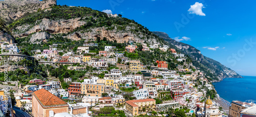Panoramic view of the town of Positano at Amalfi Coast, Italy.