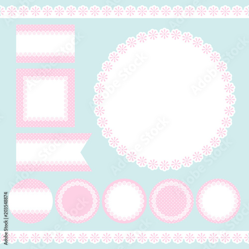 Set Label Flowers & Dots Rose