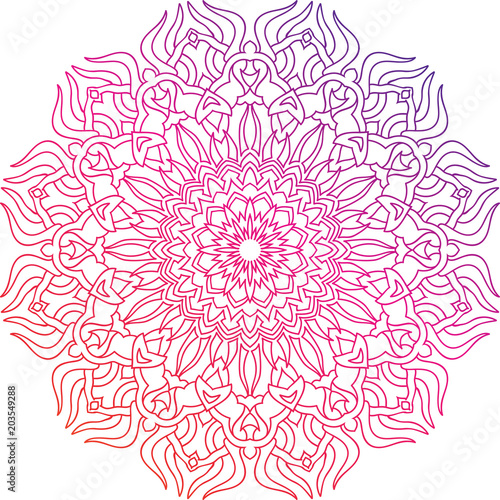 Colorful round mandala with oriental pattern.