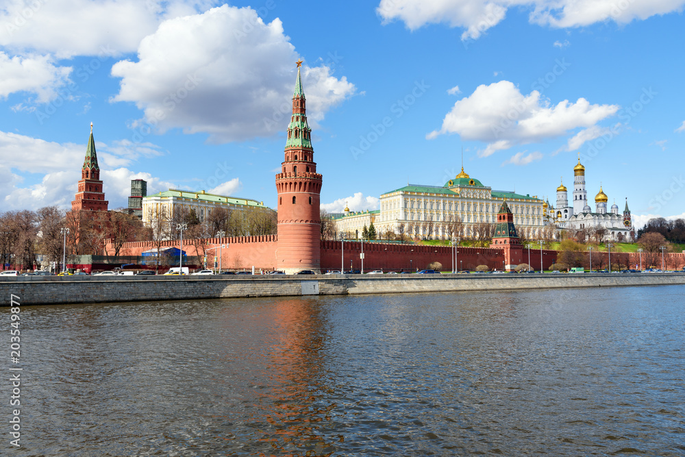 View on Moscow Kremlin and Kremlin Embankment in Moscow. Russia