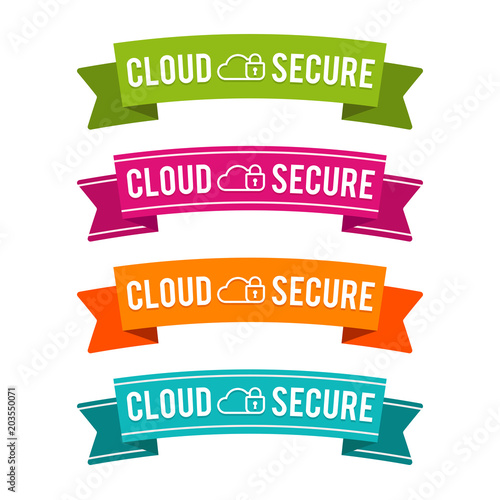 Colorful Cloud secure ribbons. Eps10 Vector.