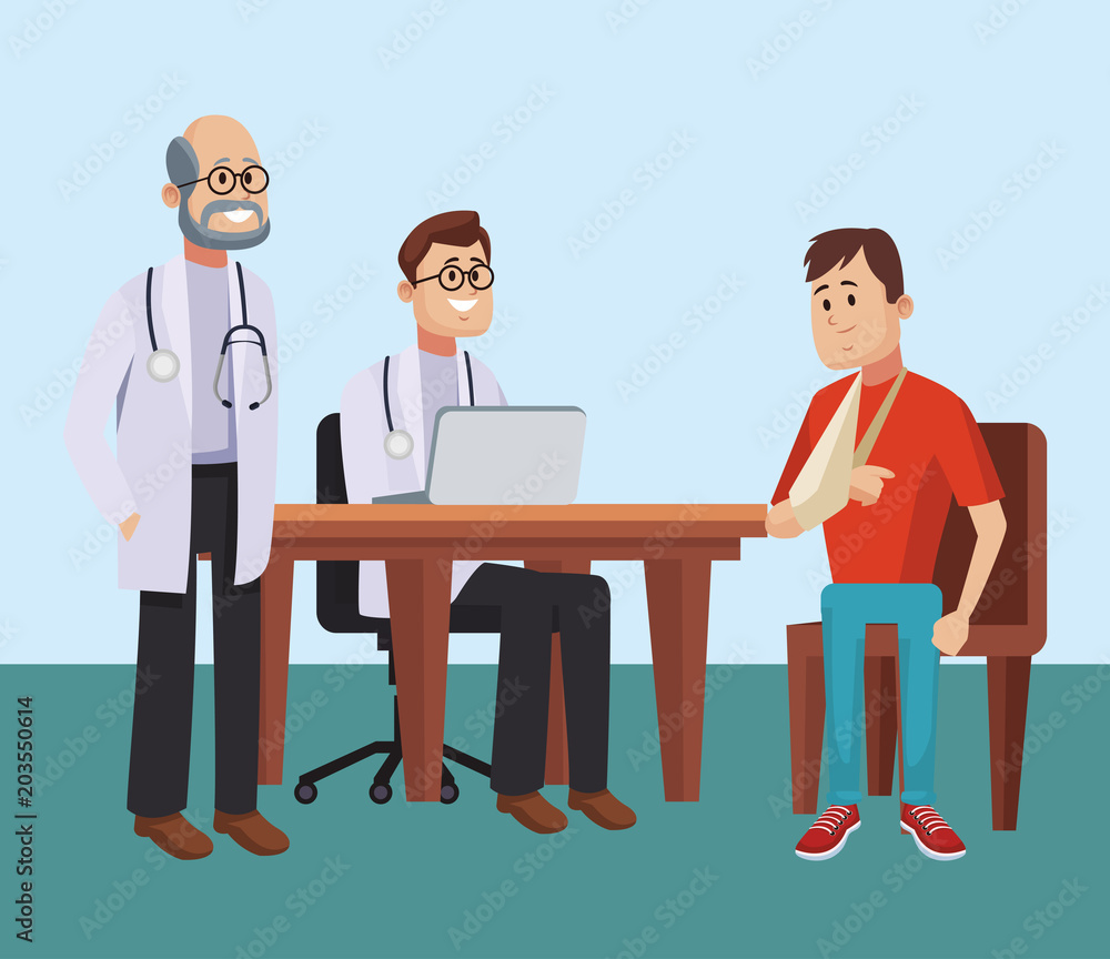 Obraz premium Doctor office cartoon concept vector illustration graphic design