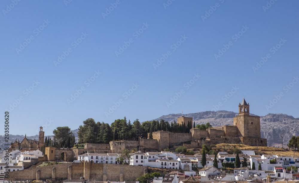 View of Antequera Alcazaba, Moorish fortress, Spain