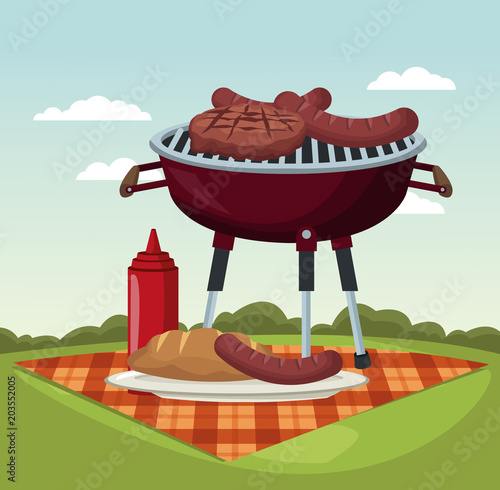 Picnic in the park vector illustration graphic design
