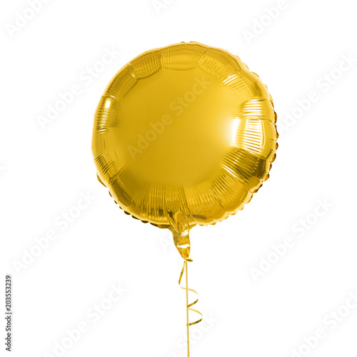 holidays, birthday party and decoration concept - close up of inflated helium balloon over white background