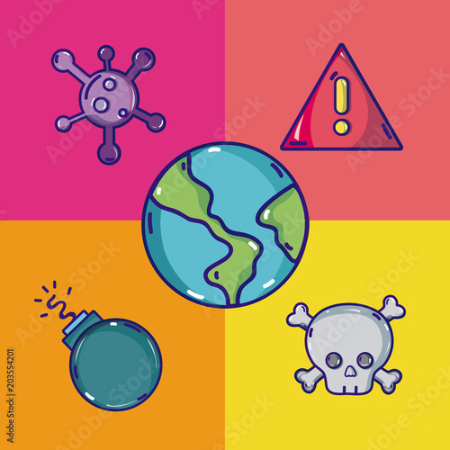 Set of virus and cybercrime cartoons