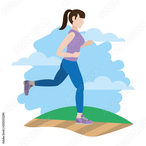 fitness woman trotting training in the landscape