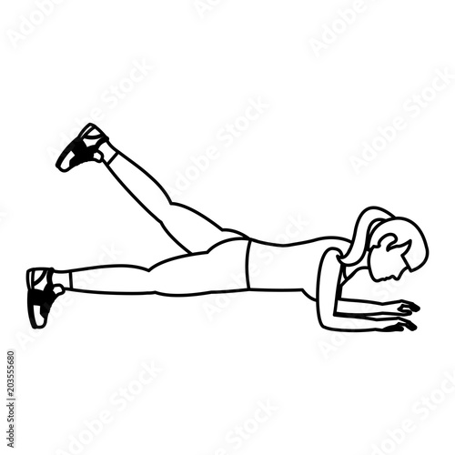 line woman glute kickbacks fitness training