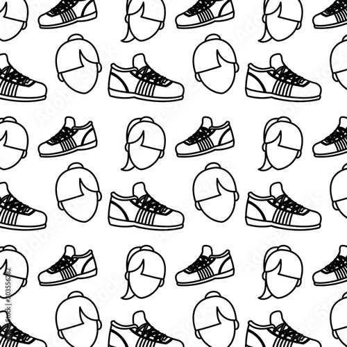 line women head and running shoes background