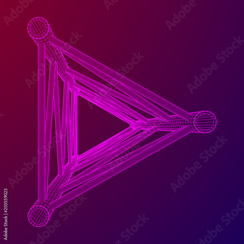 Truss girder element. Wireframe low poly mesh vector illustration.