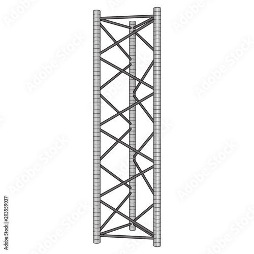 Truss girder element. Wireframe low poly mesh vector illustration.