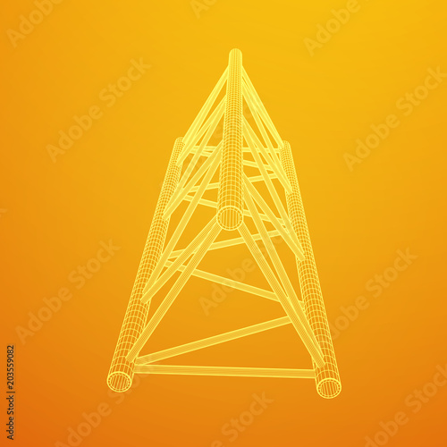 Truss girder element. Wireframe low poly mesh vector illustration.