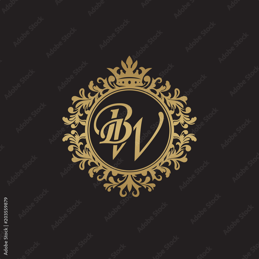 Initial letter BW, overlapping monogram logo, decorative ornament badge, elegant luxury golden color Initial letter BW, overlapping monogram logo, decorative ornament badge, elegant luxury golden color