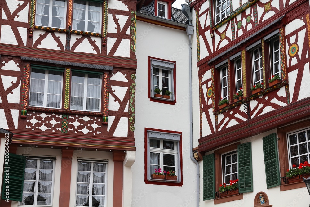 Bernkastel-Kues - town in Rhineland-Palatinate region of Germany. Old decorative architecture. Bernkastel-Kues - town in Rhineland-Palatinate region of Germany. Old decorative architecture.