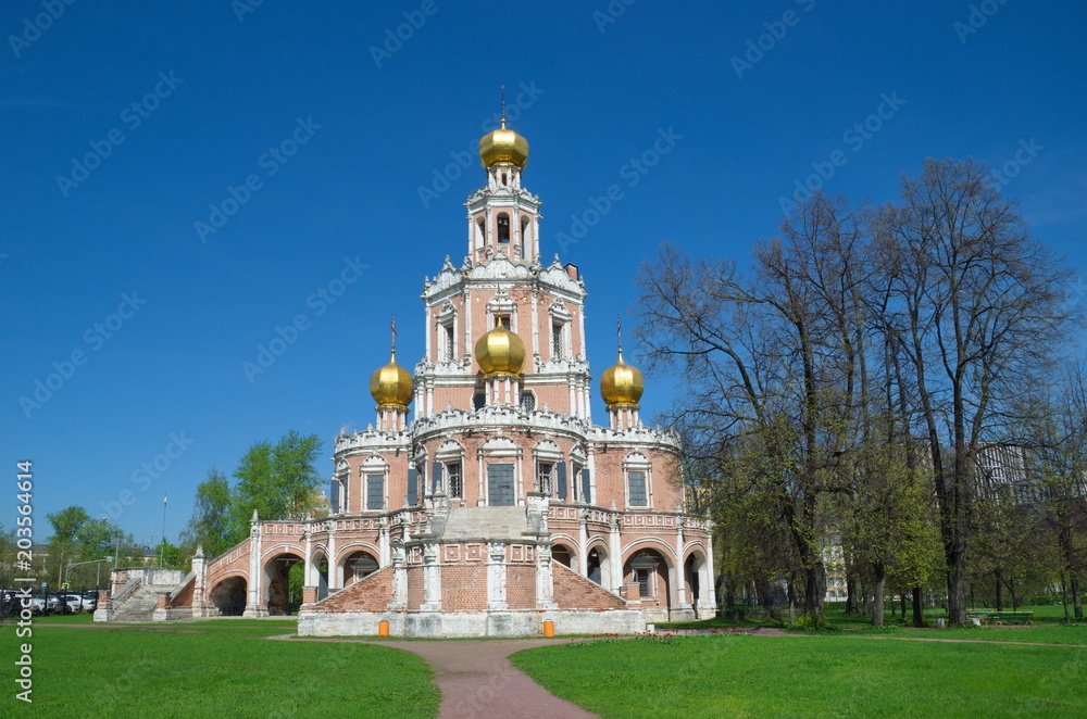 Church of the Intercession of the Virgin in Fili, built in 1690-1694. Monument of Naryshkin Baroque architecture, Moscow, Russia