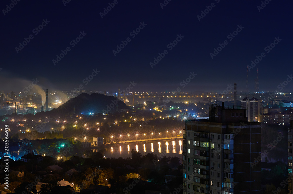 Night view at the industrial city