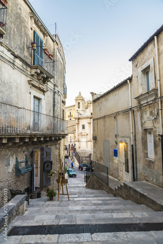Street of the old town in Ragusa, Sicily, Italy