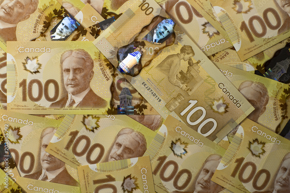 canadian money piles
