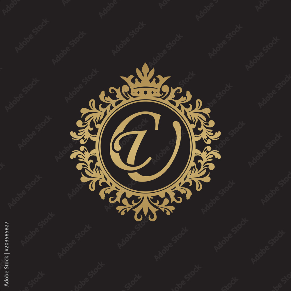 Initial letter CU, overlapping monogram logo, decorative ornament badge, elegant luxury golden color Initial letter CU, overlapping monogram logo, decorative ornament badge, elegant luxury golden color