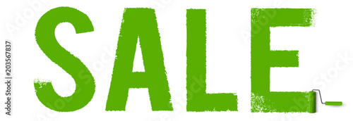 Sale Typo Anstrich mit Farbroller grüne Fläche - Banner