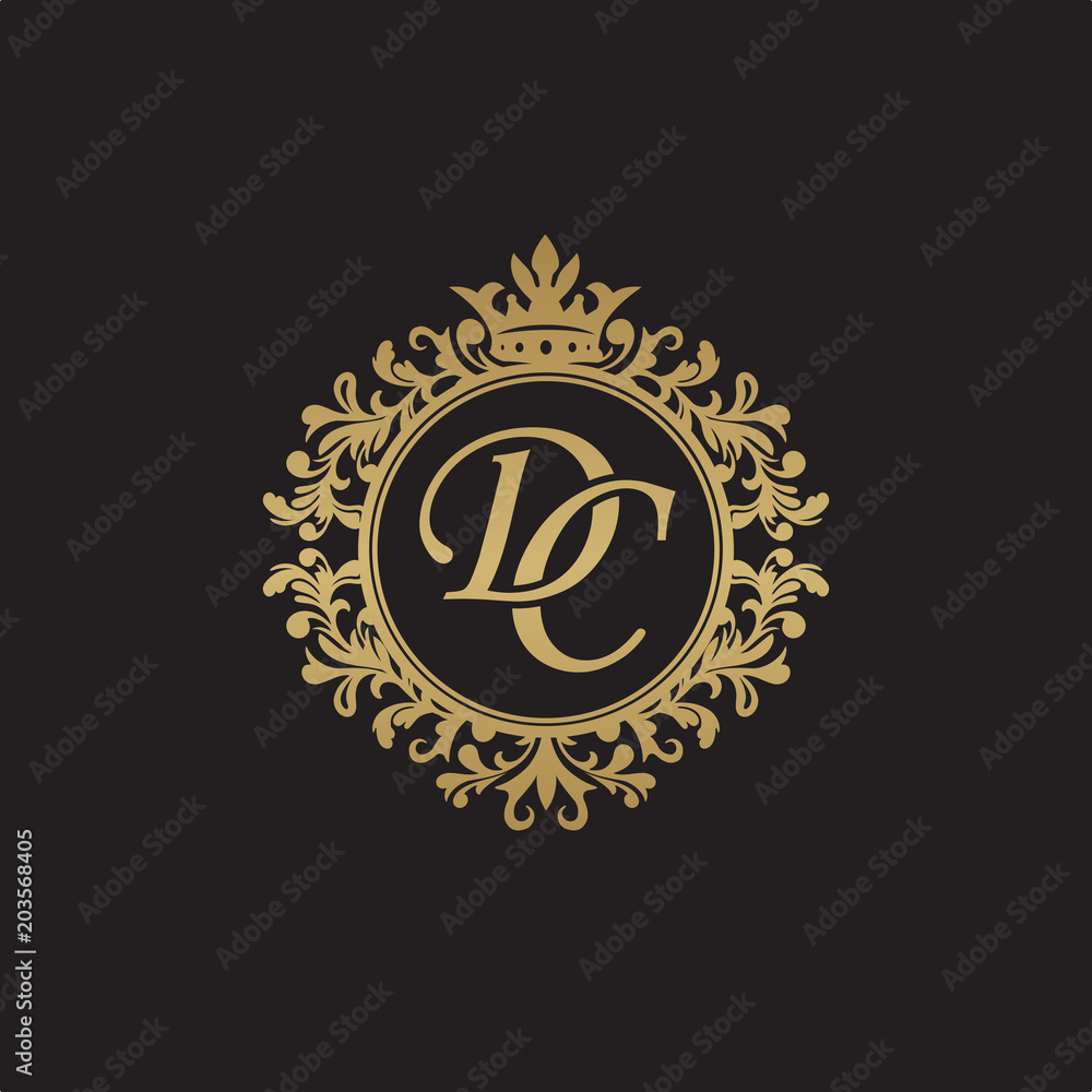 Initial letter DC, overlapping monogram logo, decorative ornament badge, elegant luxury golden color Initial letter DC, overlapping monogram logo, decorative ornament badge, elegant luxury golden color