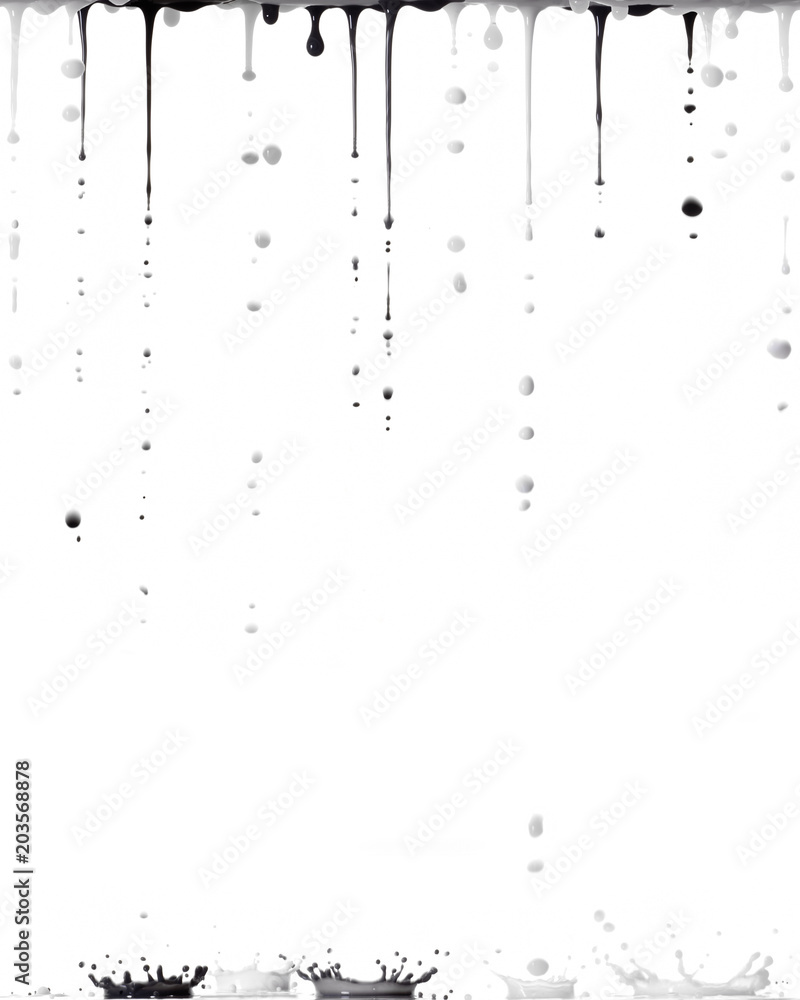black and white drops of paint are dripping black and white drops of paint are dripping