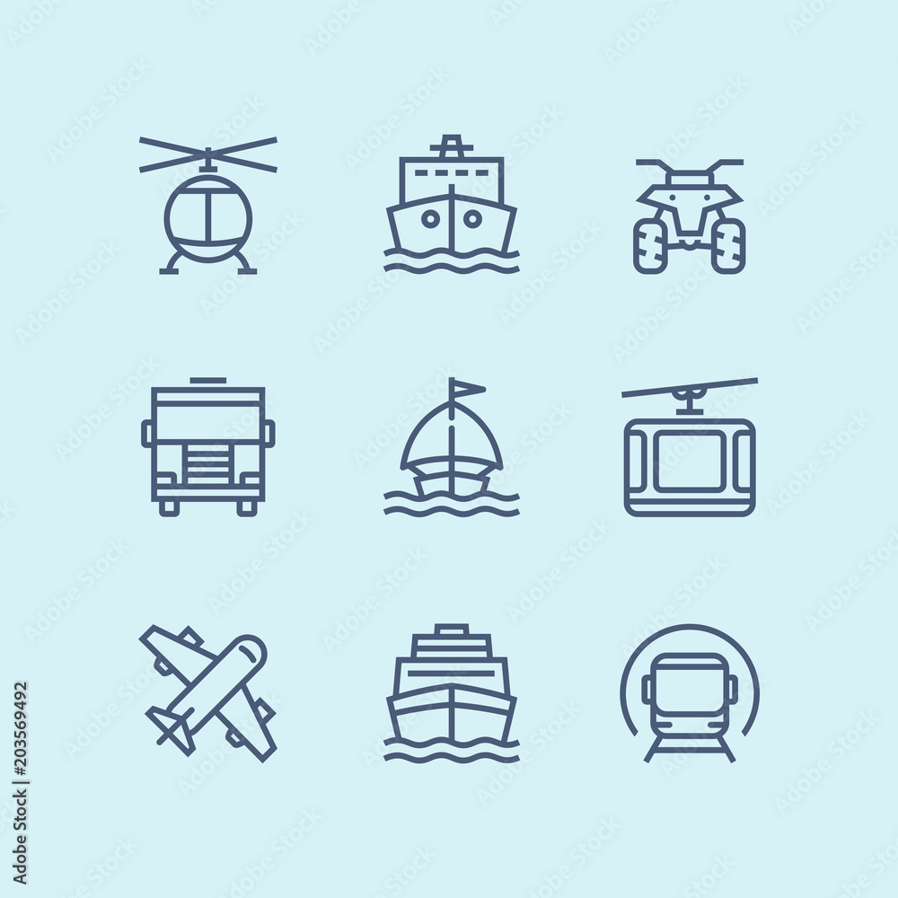 Outline Transport, vehicle, truck and car simple vector icons for web and mobile design pack 3 Outline Transport, vehicle, truck and car simple vector icons for web and mobile design pack 3