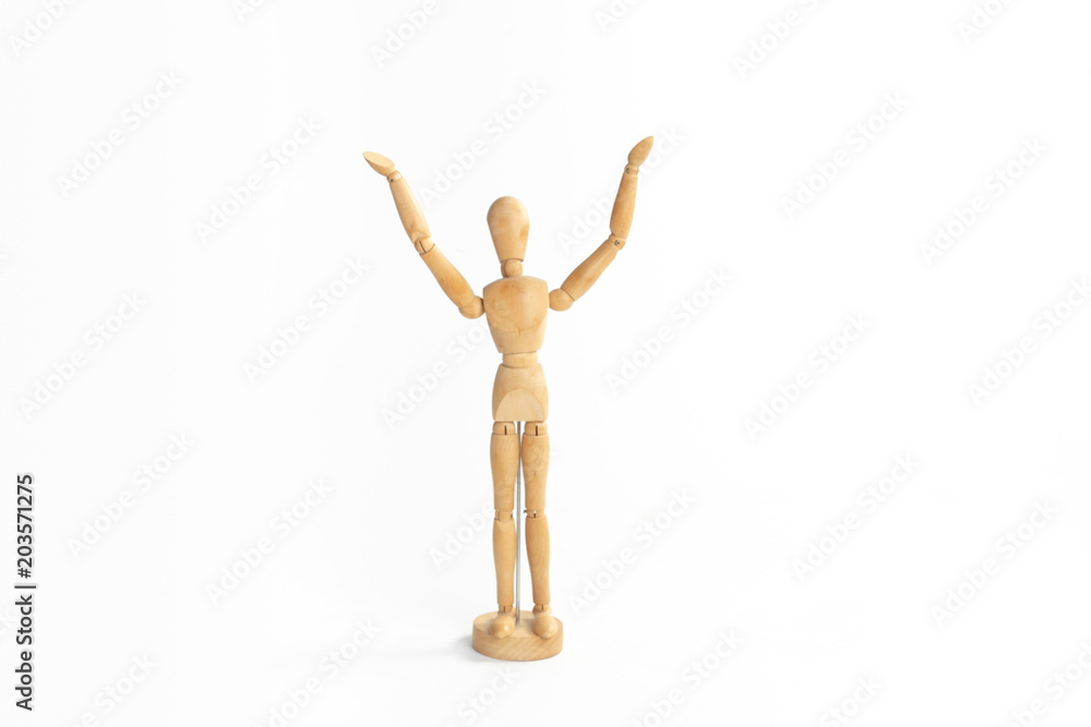 A wood figure model in worship God action. A wood figure model in worship God action.