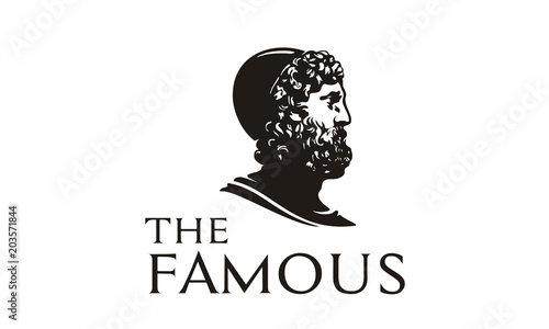 Ancient Greek Philosopher Figure Face Head Statue Sculpture Logo design