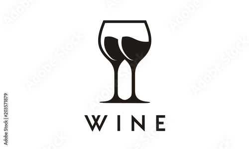 Wineglass Goblet Wine Drink silhouette logo design 