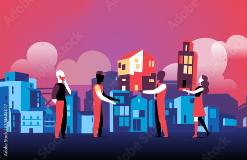 Società che collabora nella costruzione di una città