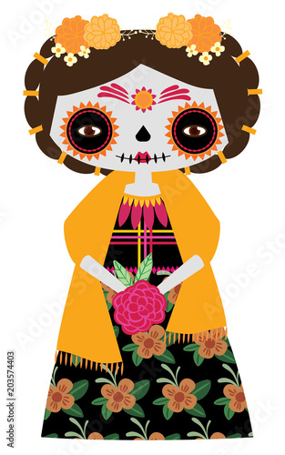 Yellow Catrina Doll
