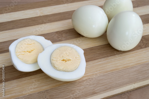 hard eggs peeled and cut in half