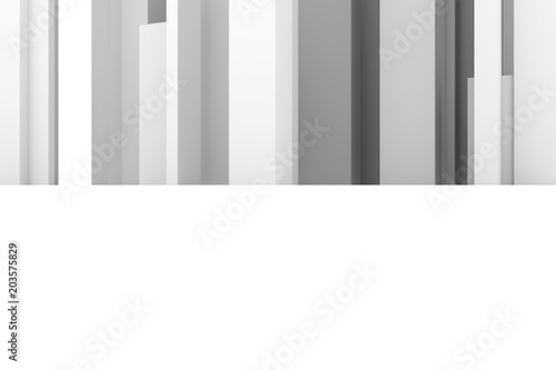 Abstract modern pillar style soft white & gray background. Graphic, rendering, art & pattern.
