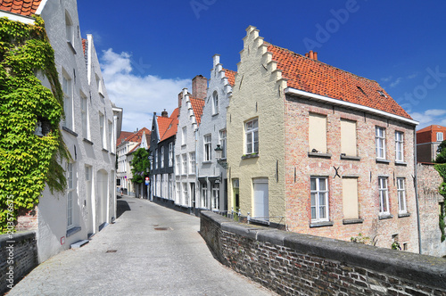 Houses along the canal in Bruges Belgium.