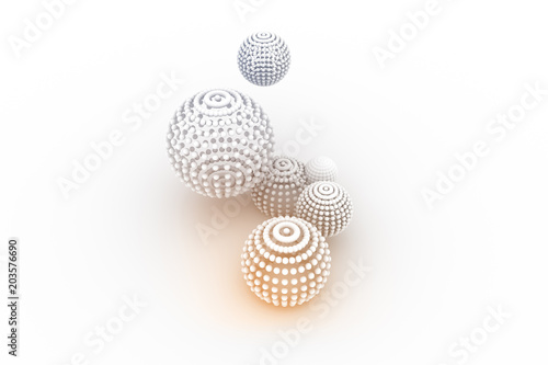Spheres, modern style soft color, white & gray background. Art, digital, generative & artwork.