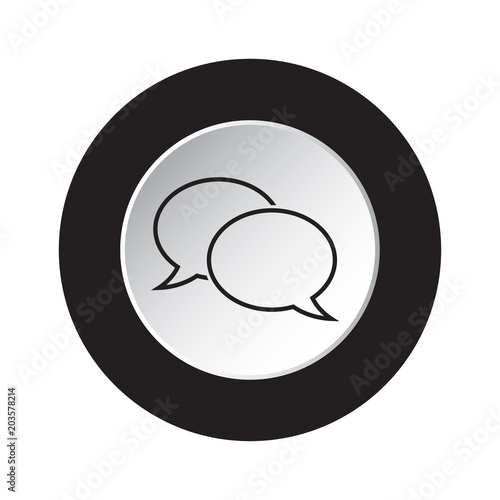 round black and white button - speech bubbles icon