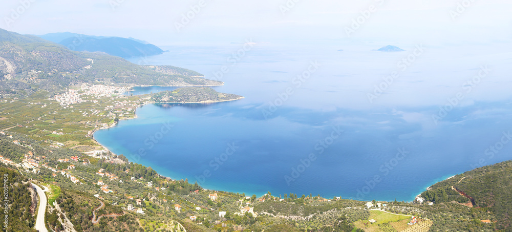 panoramic landscape of Old Epidauros Argolis Greece - Palaia Epidauros - landscape from above