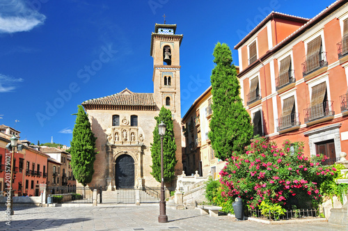 Tableau sur toile Church of Santa Ana in Plaza Nueva, Granada, Andalusia, Spain.