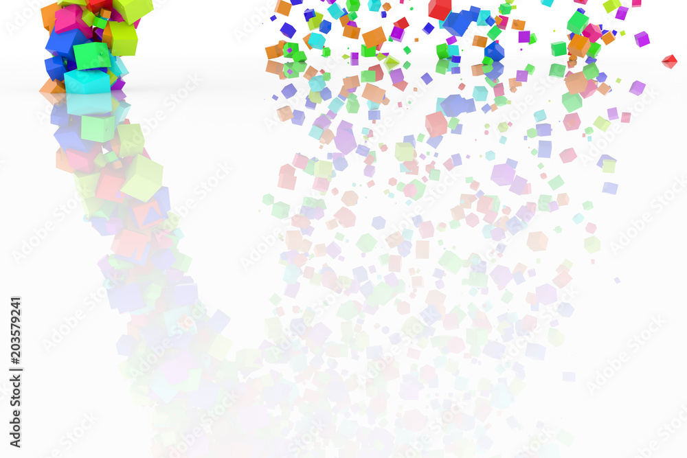 Bunch of colorful square boxes flow from the floor, modern style background or texture. Bunch of colorful square boxes flow from the floor, modern style background or texture.