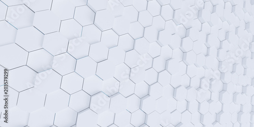 Fototapeta Naklejka Na Ścianę i Meble -  3d white hexagon background. Rendered geometric illustration
