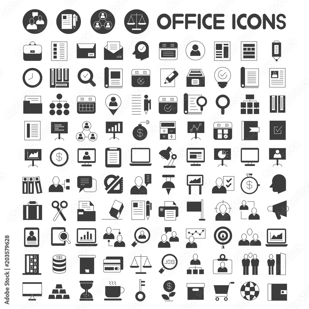 office icons set, business management icons 