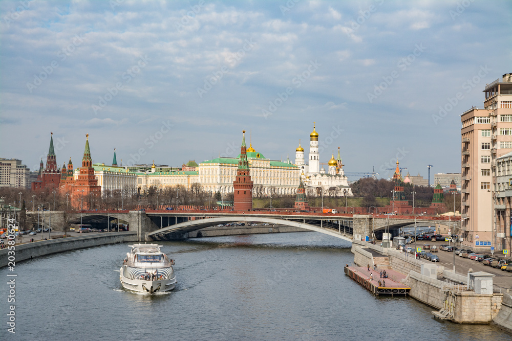 Moscow Kremlin and Moskva River in Moscow, Russia.