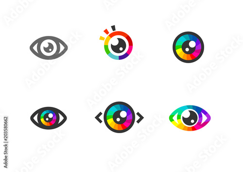 Eye icon - eye symbol. flat eye sign vector.  colorful eye icons