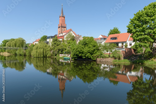 St. Marien-Andreas Kirche am Stadtkanal am Alten Hafen in Rathenow