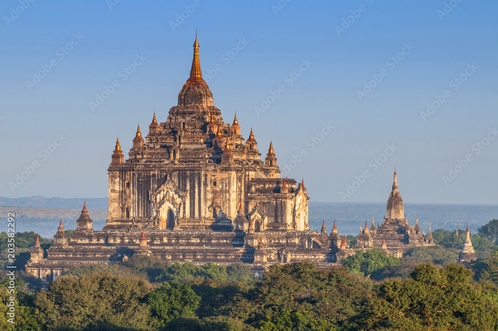 The Thatbyinnyu one of the most beautiful temple of Bagan after sunrise, Plain of Bagan, Myanmar.