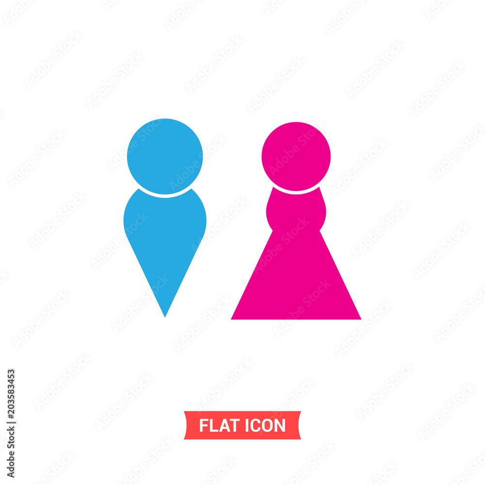 Man and woman vector icon, boy and girl symbol. Trendy, simple flat sign illustration for web