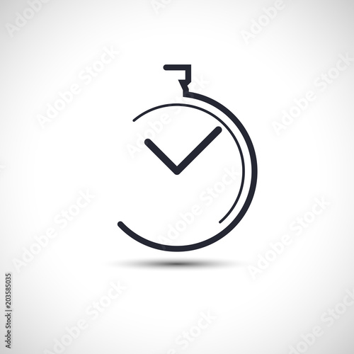 Stopwatch icon flat simple line pocket watch logo vector illustration