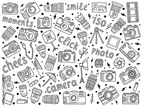 hand drawn photographic doodles set